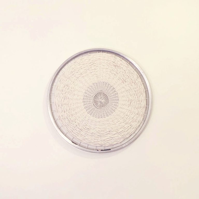 Nipple, 2019, bicycle wheel rim, string, yarn, 2 ft. x  2 in. x 2 ft.